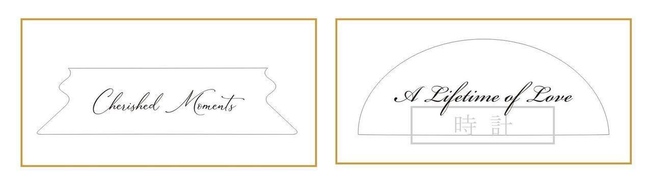 一対のワイングラスに、結婚祝いの名入れ彫刻を施したイメージ写真。左のグラスの側面に『H&T Forever &Always 2027.11.03』、右のグラスの底面には『Wedding Cheers Taku&hana 2027』と流麗な文字で刻印されており、新生活の門出を祝うエレガントなペアギフトのディテール。