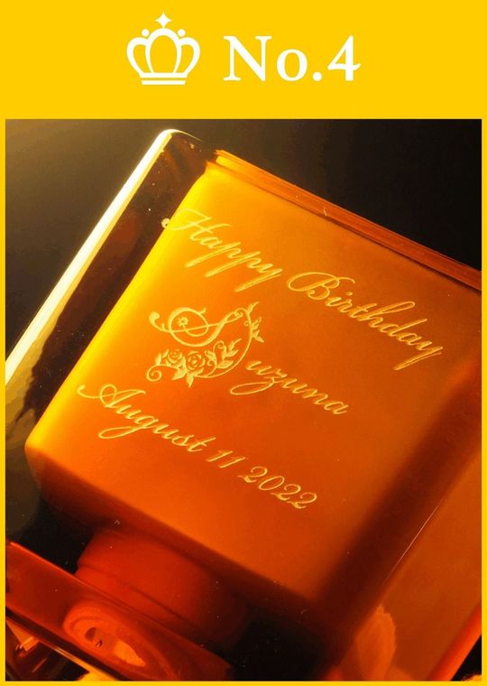 名入れホームギフト人気ランキング４位｜誕生日のお祝いとして名入れされたクービコアロマランプ｜イニシャルデザイン入りのお名前と日付を彫刻した特別な記念品