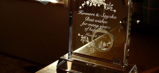 名入れ刻印時計【クリスタル記念品】ナルミ｜セレナペンドラムクロック