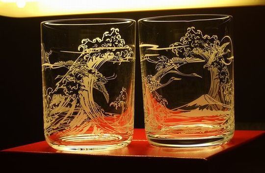 バカラ ロックグラスへの名入れ 1878TOKYO 富士山グラス
