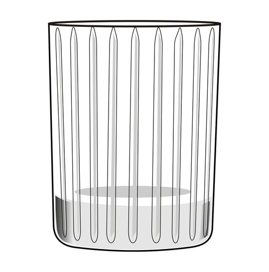 バカラのイヤータンブラー〈アリア2025〉の精巧なカットをイラストで表現した画像。光の反射と重なり合うカットが美しく描かれ、リアルなディテールを感じられるデザイン