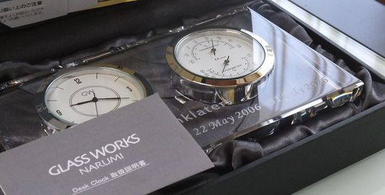 名入れ置き時計【クリスタル記念品】ナルミ｜温湿度計｜ブリーズサーモ